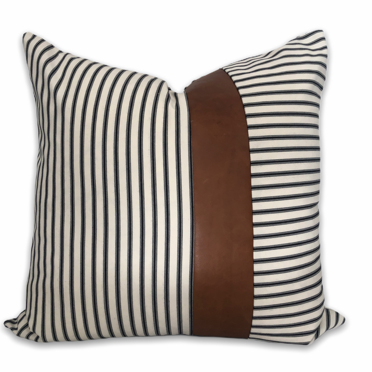 Ticking with Leather Stripe Scatter Cushion Cover Halogen HOME