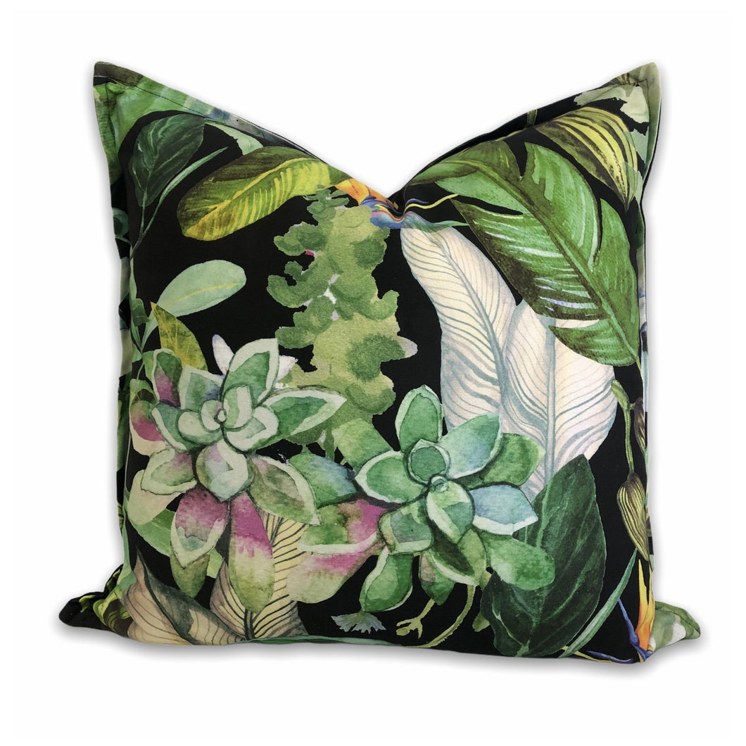 Gardens Wild on Black Scatter Cushion Cover